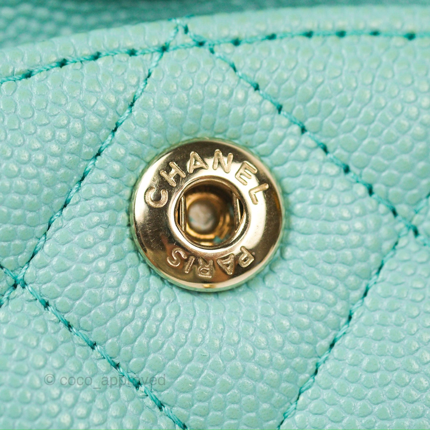 Chanel Small Classic Quilted Flap Tiffany Blue Caviar Gold Hardware 20C