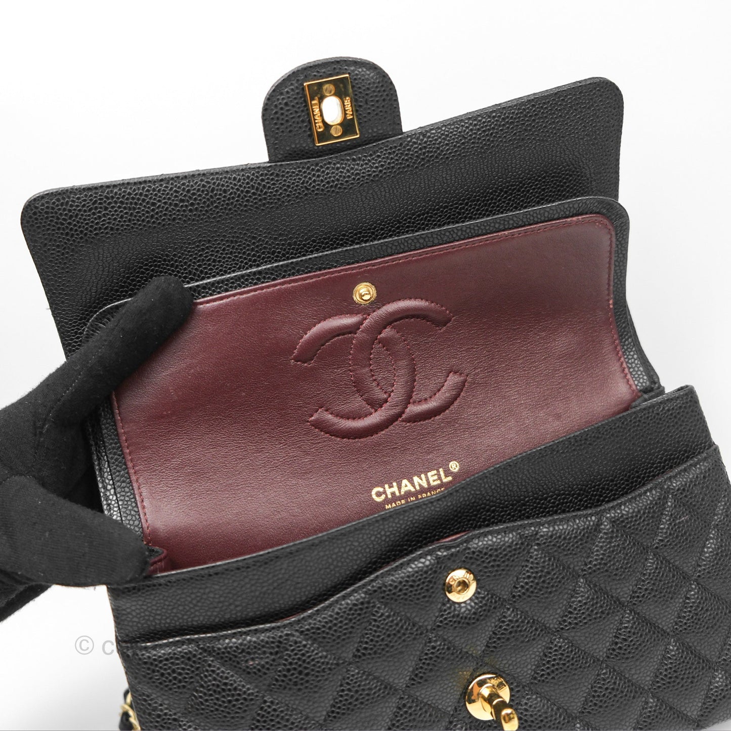 Chanel Classic M/L Medium Flap Quilted Black Caviar Gold Hardware