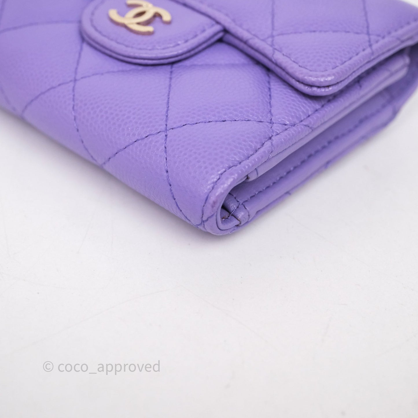 Chanel Classic Short Flap Wallet Purple Caviar Gold Hardware