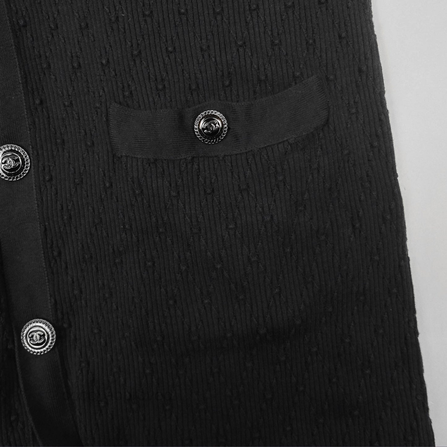 Chanel Ribbed Cardigan Black 16P