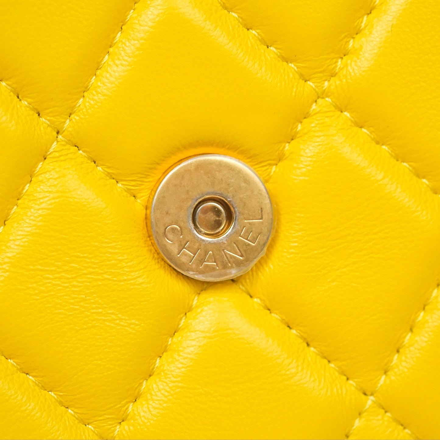 Chanel Lacquered Chain Mini WOC Yellow Lambskin
