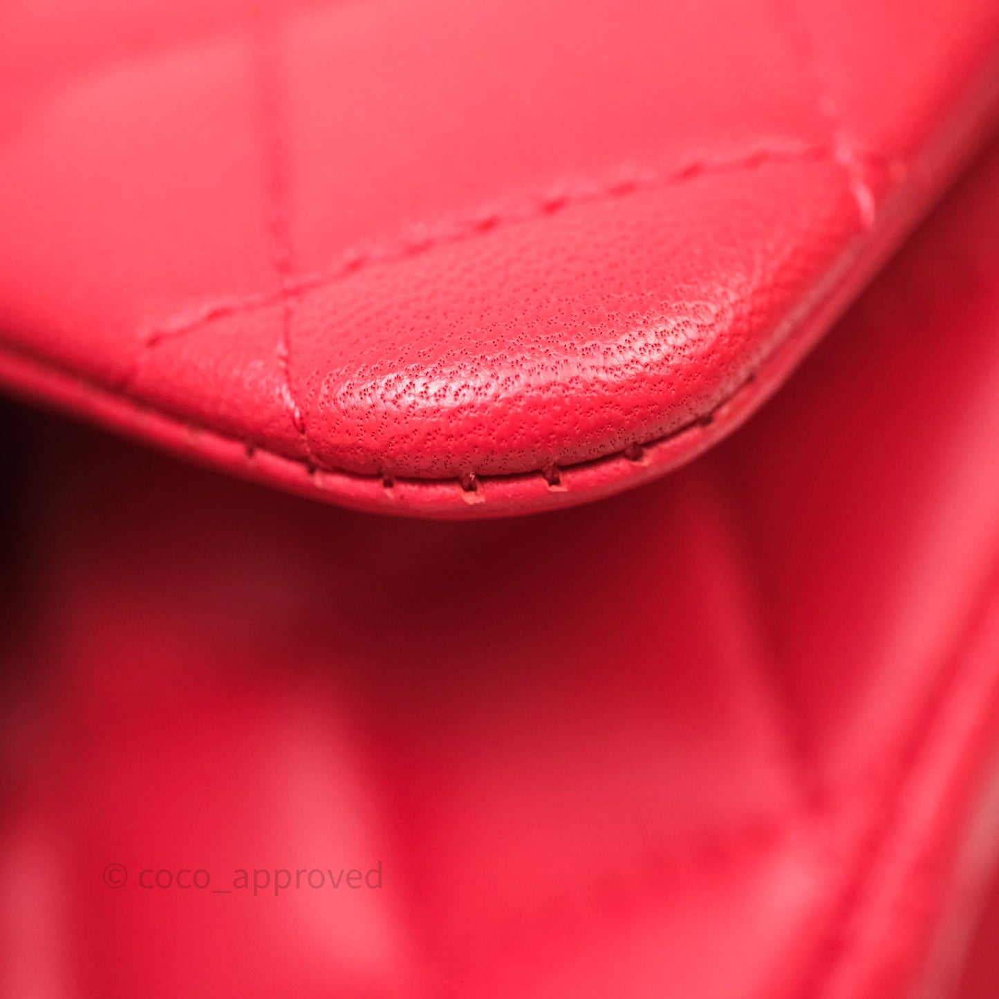 Chanel Mini Square Quilted Red Lambskin Aged Gold Hardware