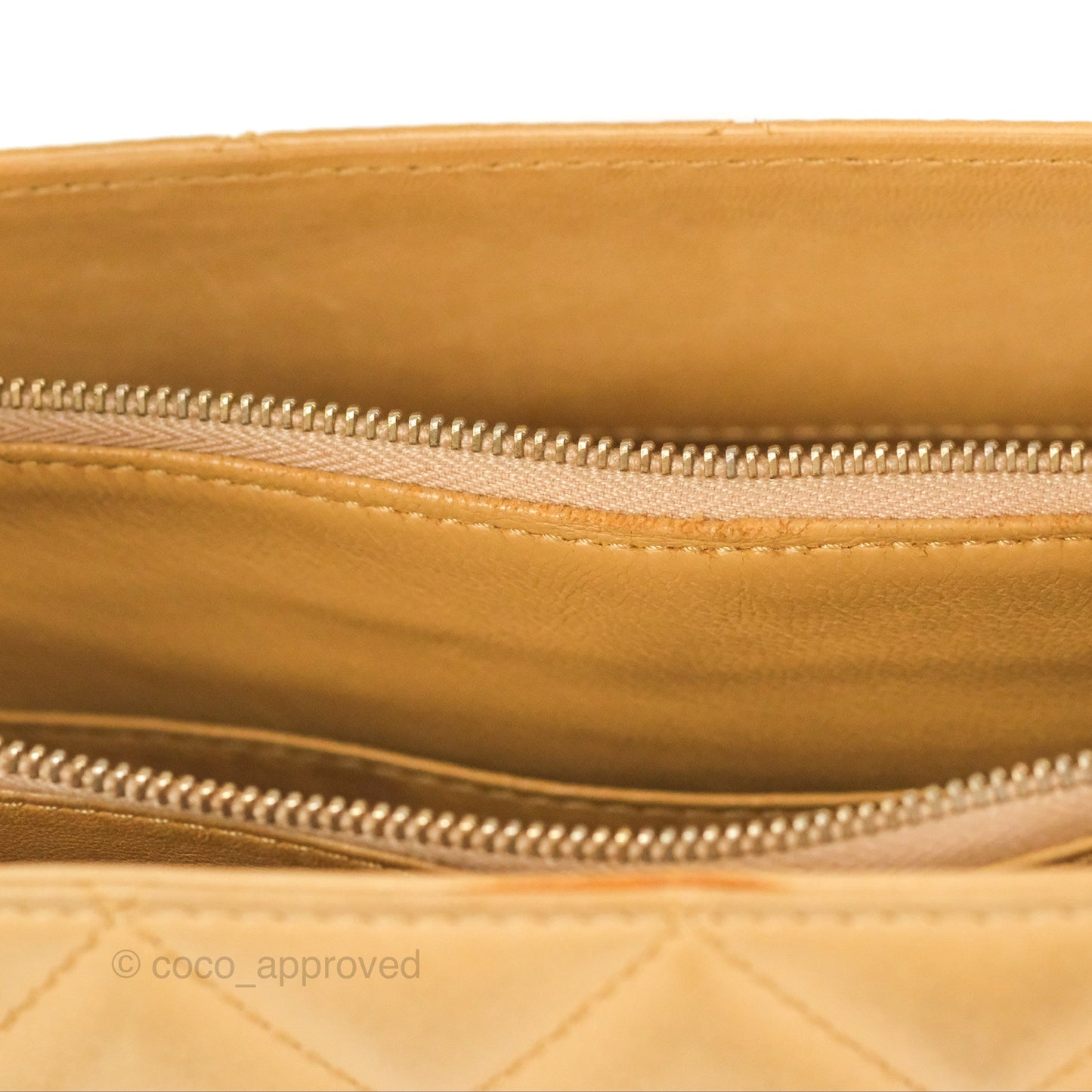 Chanel Vintage Small Top Handle Tote Quilted Beige Lambskin