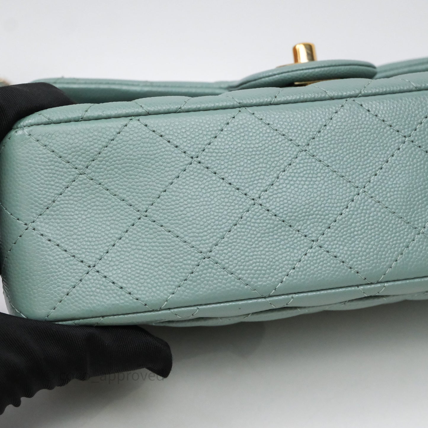 Chanel Small Quilted Classic Flap Tiffany Green Cavier Gold Hardware