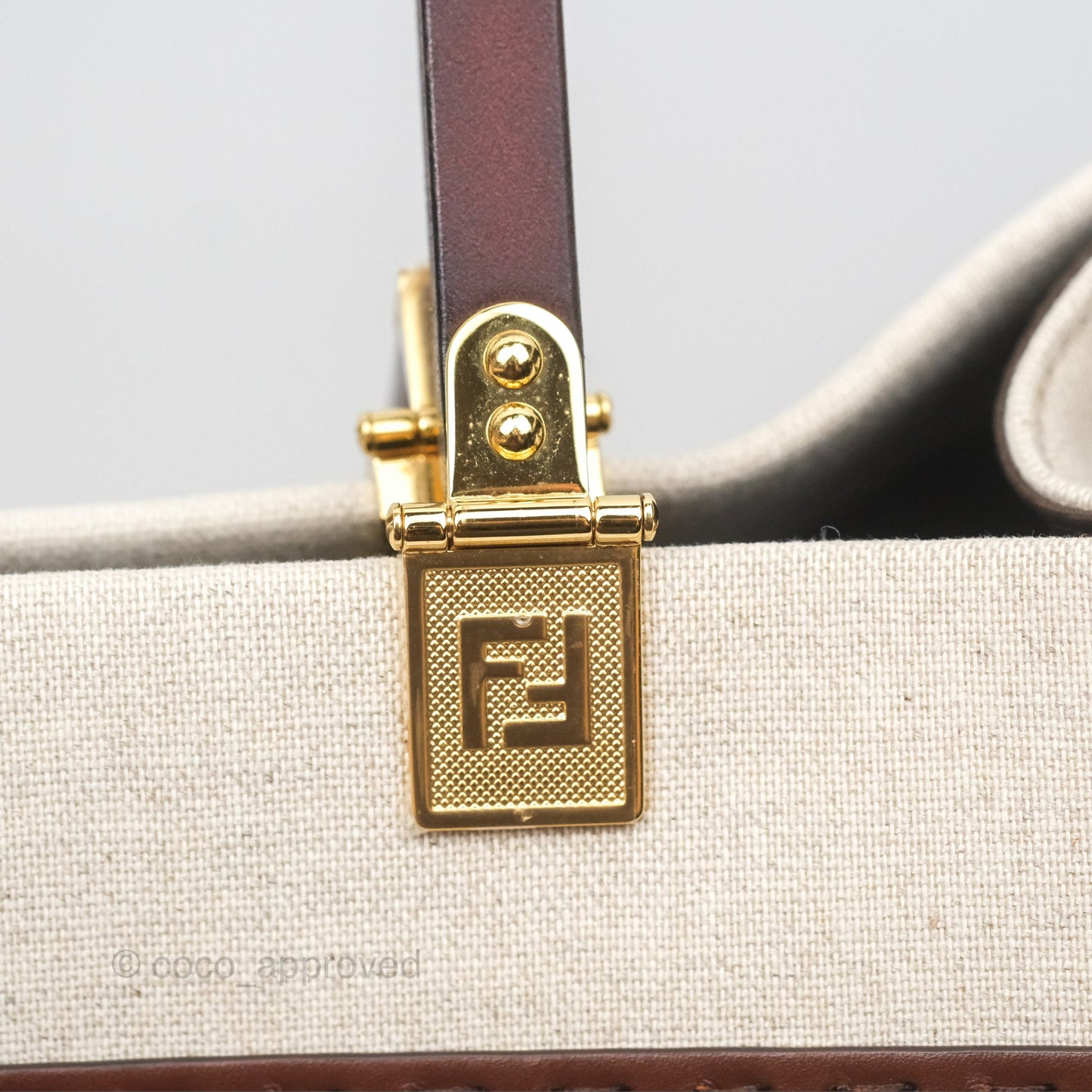 Fendi Sunshine Medium Tote Beige Fabric