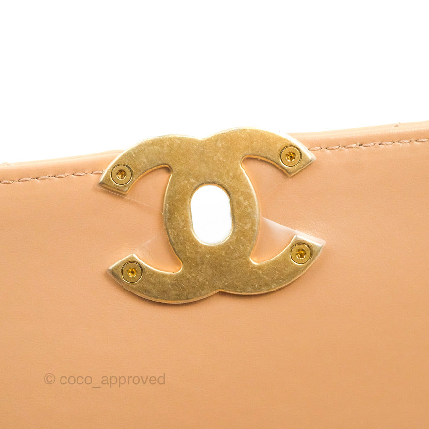 Chanel Quilted Perfect Fit Adjustable Beige Calfskin Gold Hardware 21A