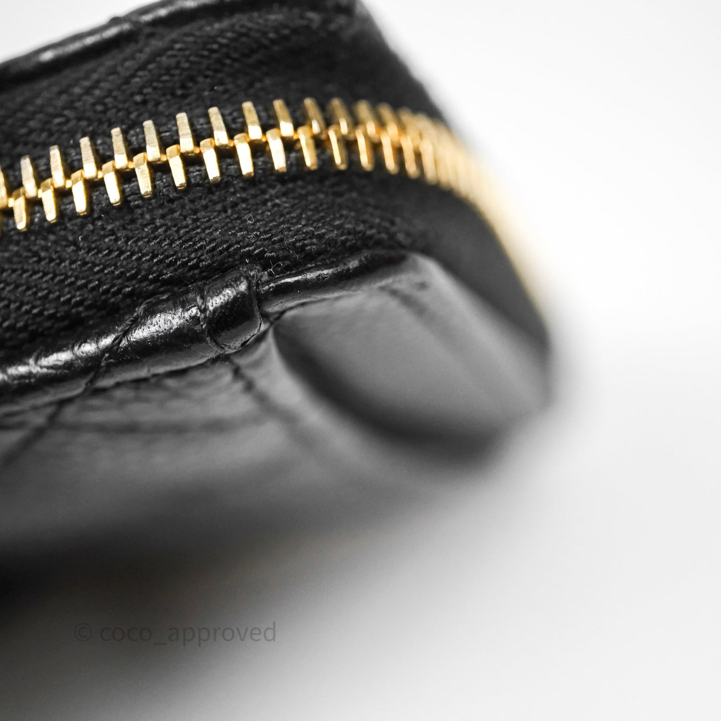 Chanel Quilted Zip Card Holder Black Caviar Gold Hardware