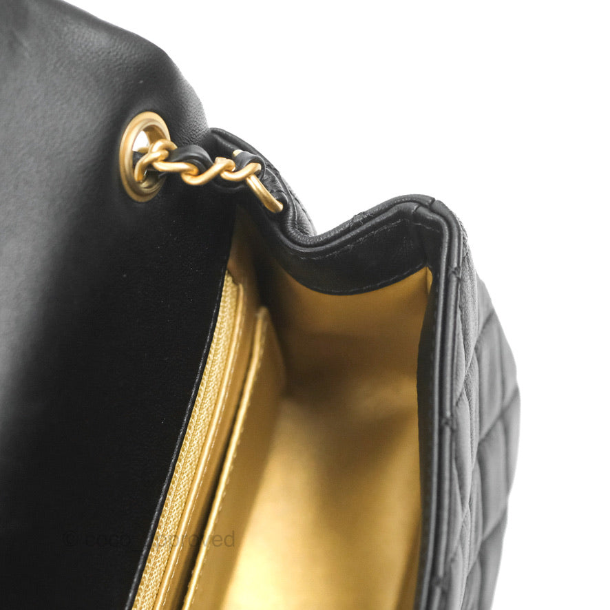 Chanel Mini Rectangular Pearl Crush Quilted Black Lambskin Gold Hardware