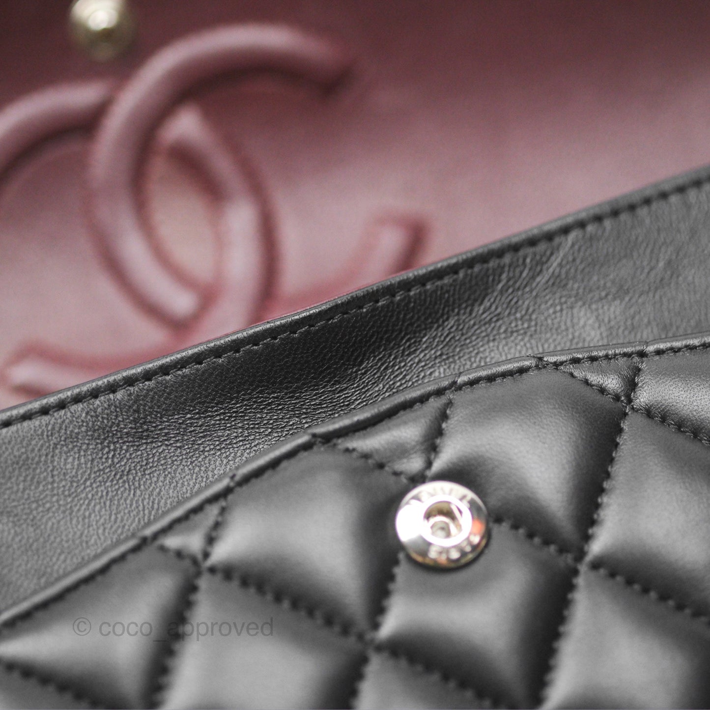 Chanel M/L Medium Classic Flap Quilted Black Lambskin Silver Hardware