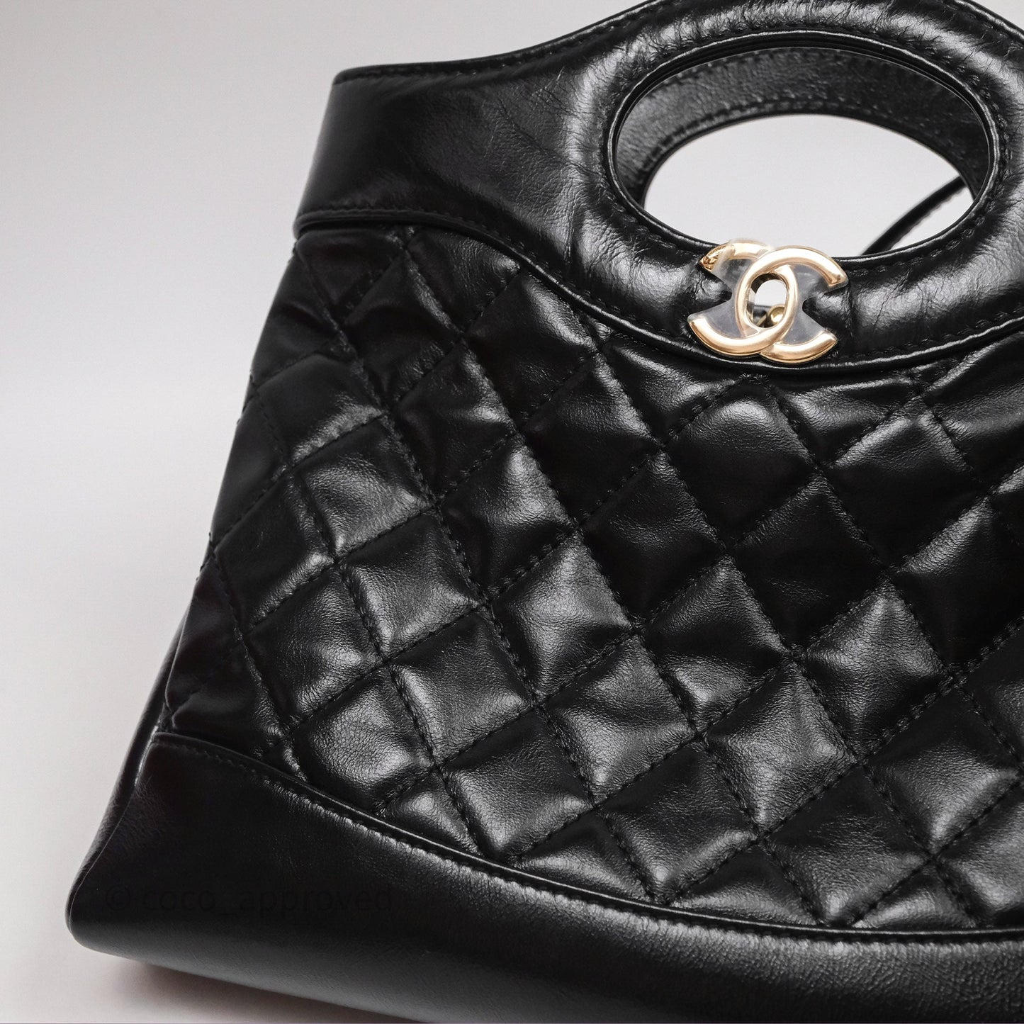 Chanel 31 Mini Black Shiny Lambskin Gold Hardware