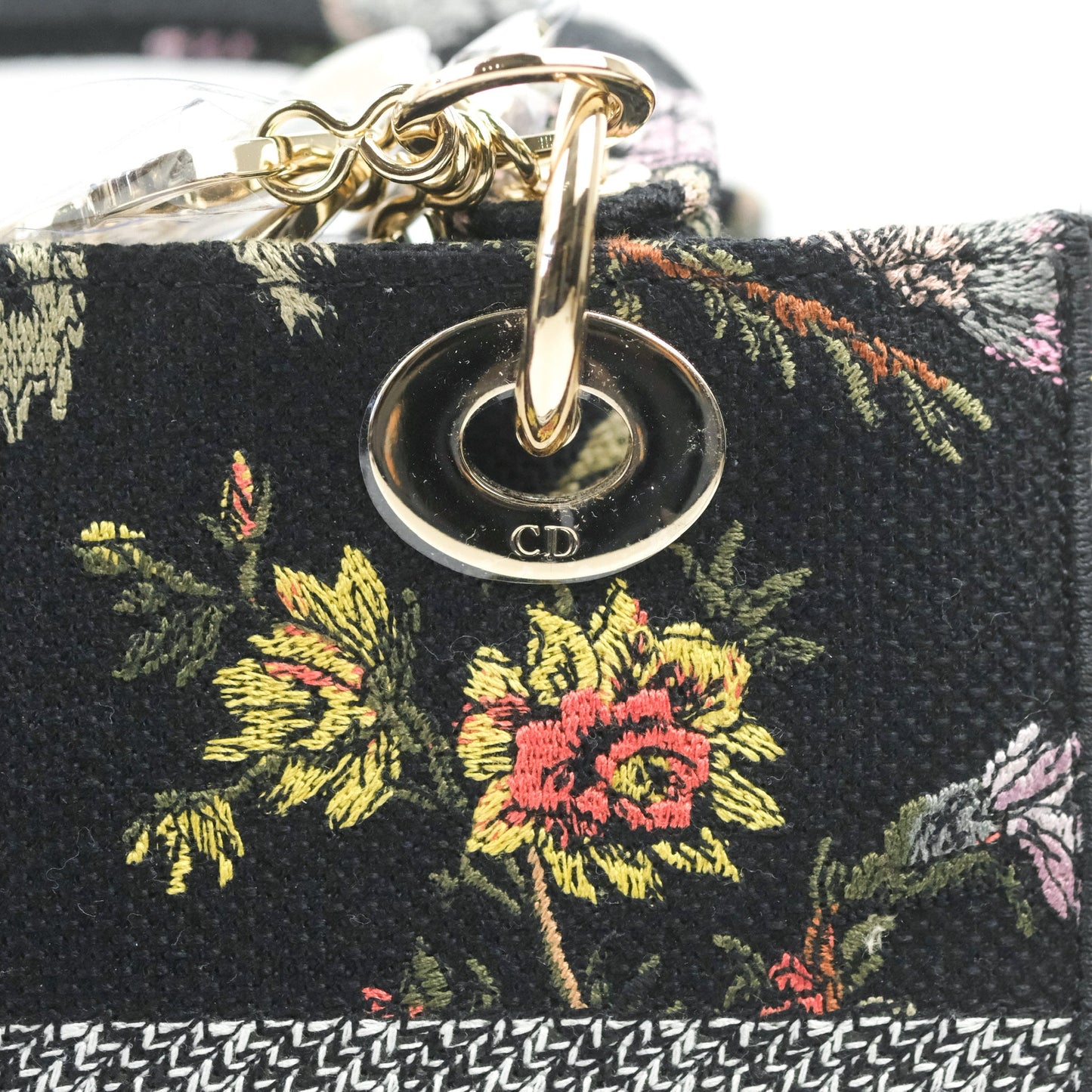 Christian Dior Medium Lady D-Lite Bag Black Dior Jardin Botanique Embroidery