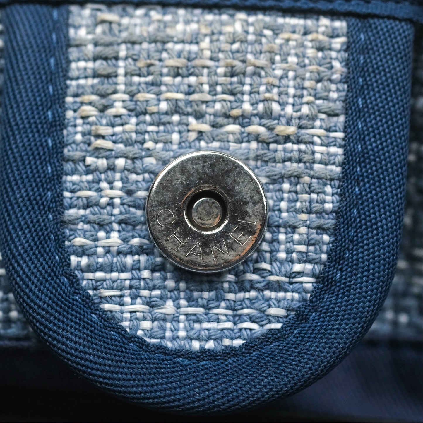 Chanel Medium Deauville Tote Blue Canvas
