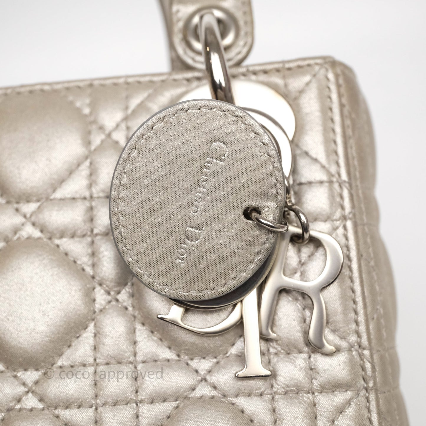 Christian Dior Mini Lady Dior Metallic Silver Nubuck Silver Hardware