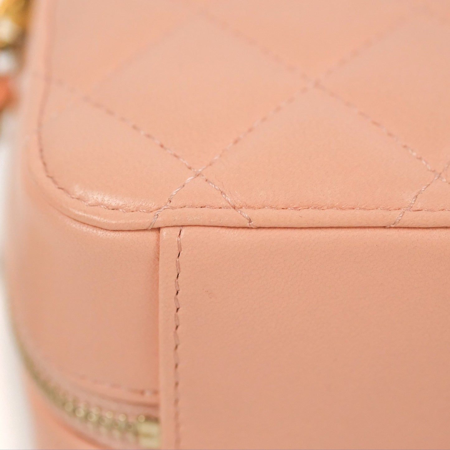 Chanel Mini Pearl Crush Quilted Camera Case Orange Blair Lambskin Aged Gold Hardware
