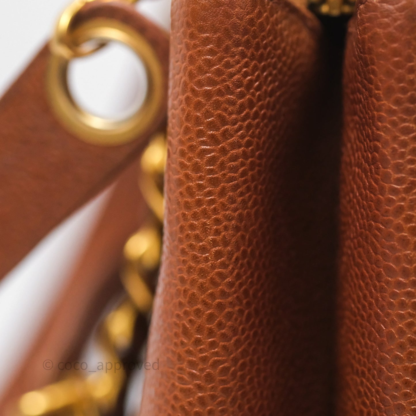 Chanel Vintage Tote Caramel Caviar 24K Gold Hardware