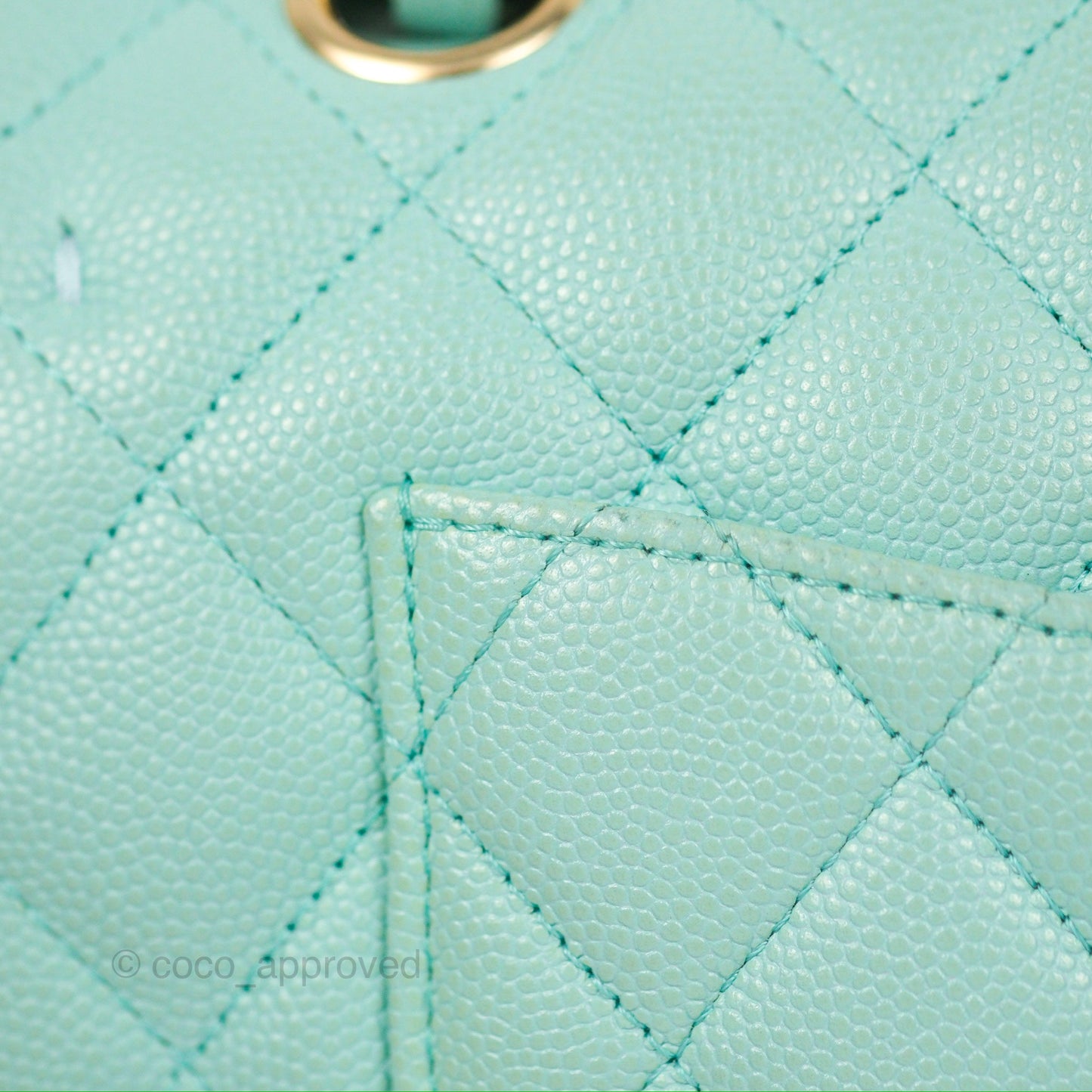 Chanel Small Classic Quilted Flap Tiffany Blue Caviar Gold Hardware 20C