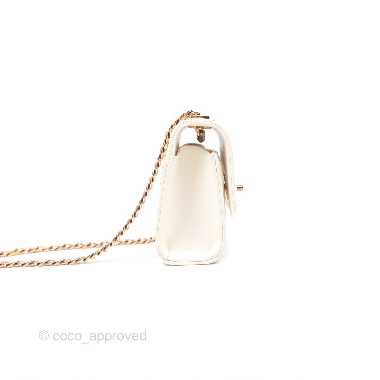 Chanel Mini Quilted Trendy CC Clutch With Chain White Lambskin Rose Gold Hardware