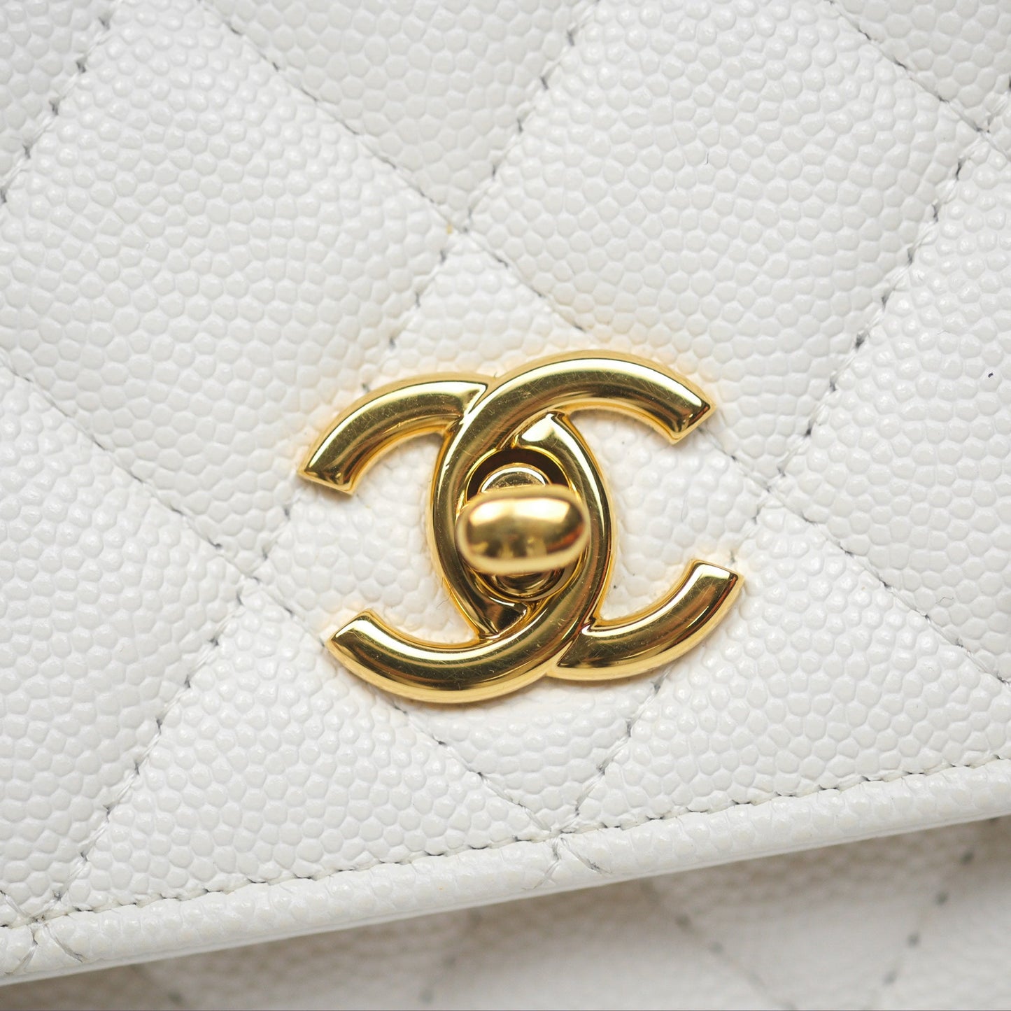 Chanel Mini WOC Bag Charm White Caviar Gold Hardware