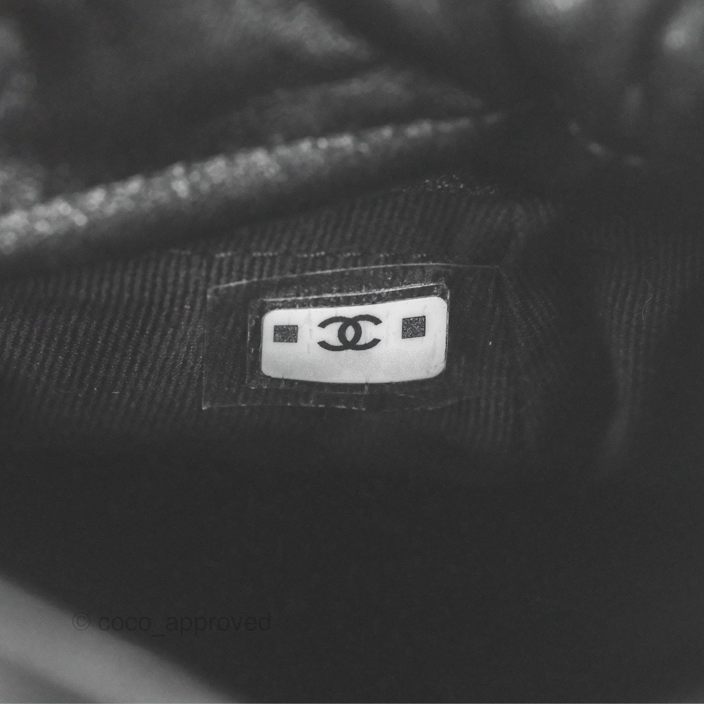 Chanel Mini Round Clutch with Chain Black Shiny Lambskin 23S