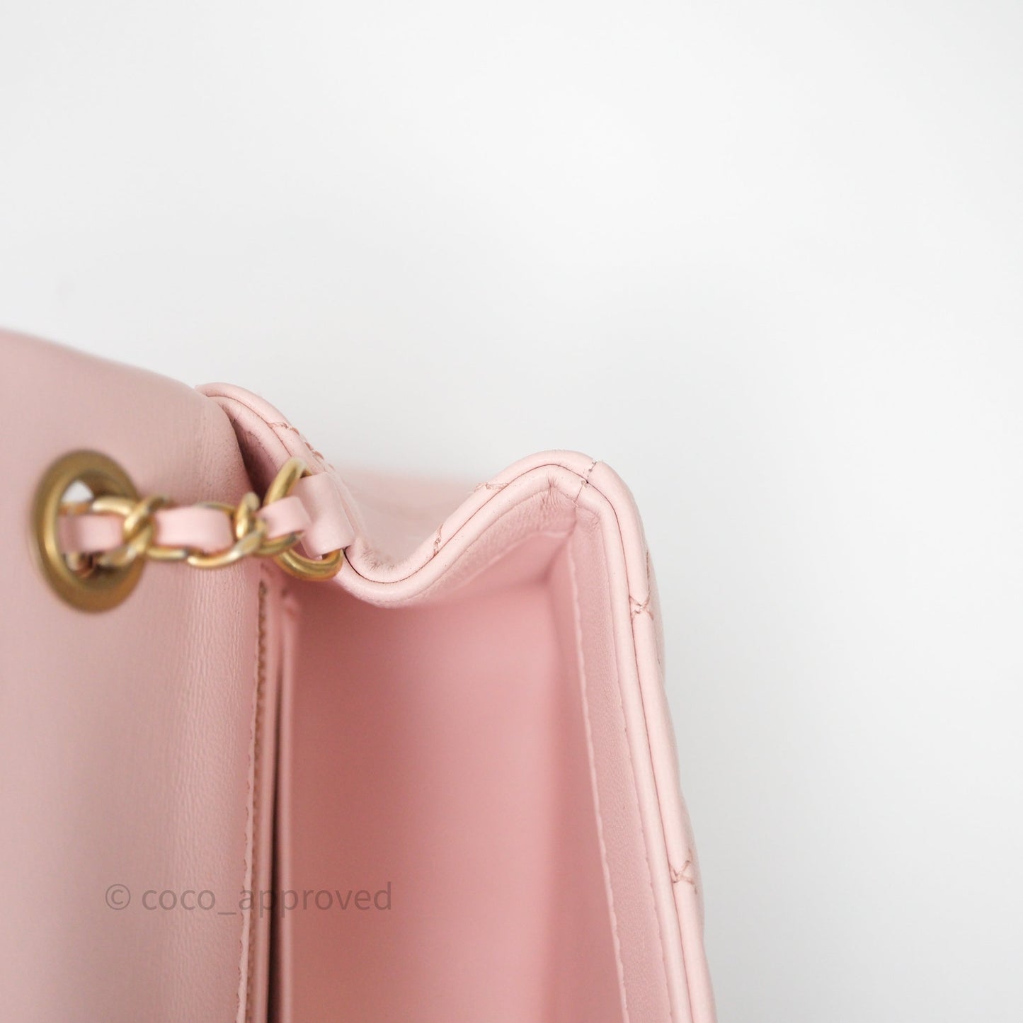 Chanel Mini Rectangular Pearl Crush Baby Pink Lambskin Aged Gold Hardware