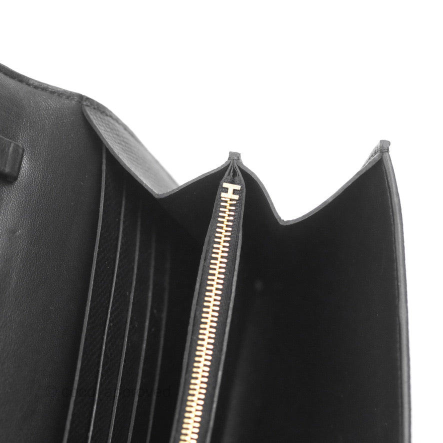 Hermès Constance Long To Go Wallet Black Epsom Gold Hardware