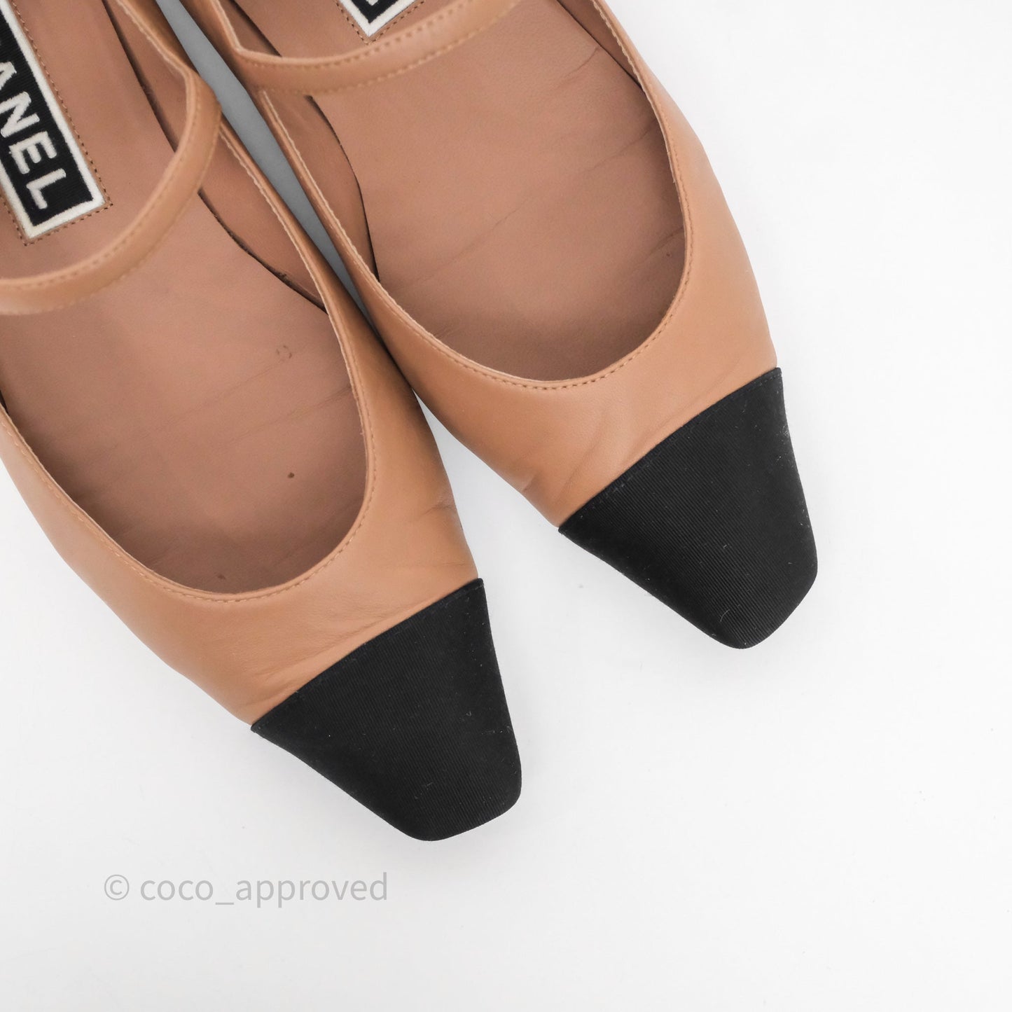 Chanel Crystal CC Flats Dark Beige/ Black Size 38.5