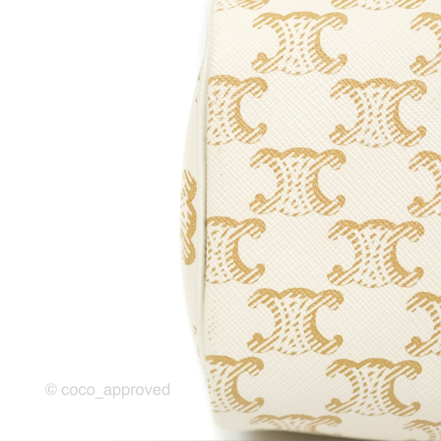 Celine Small Boston Bag White Triomphe Canvas Calfskin