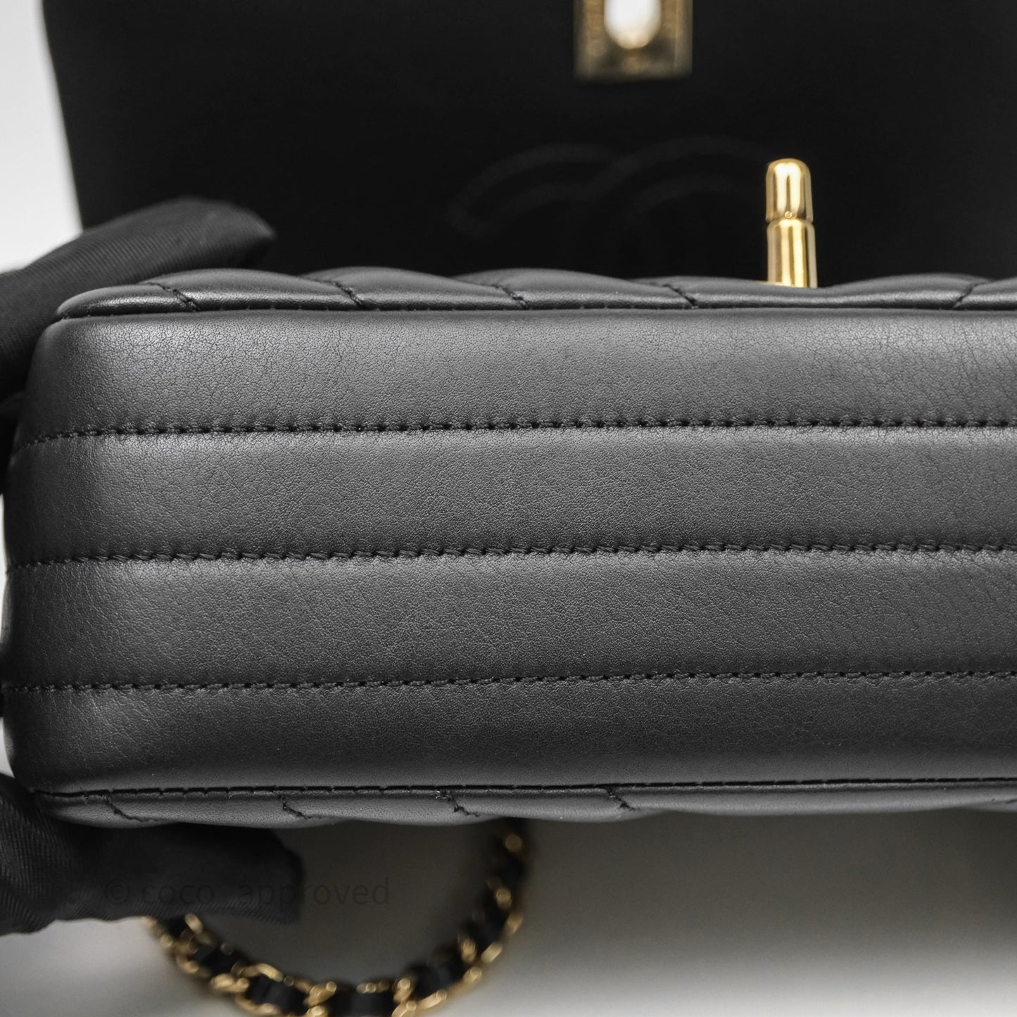 Chanel Black Lambskin Chevron Quilted Statement Flap Bag Light Gold Hardware