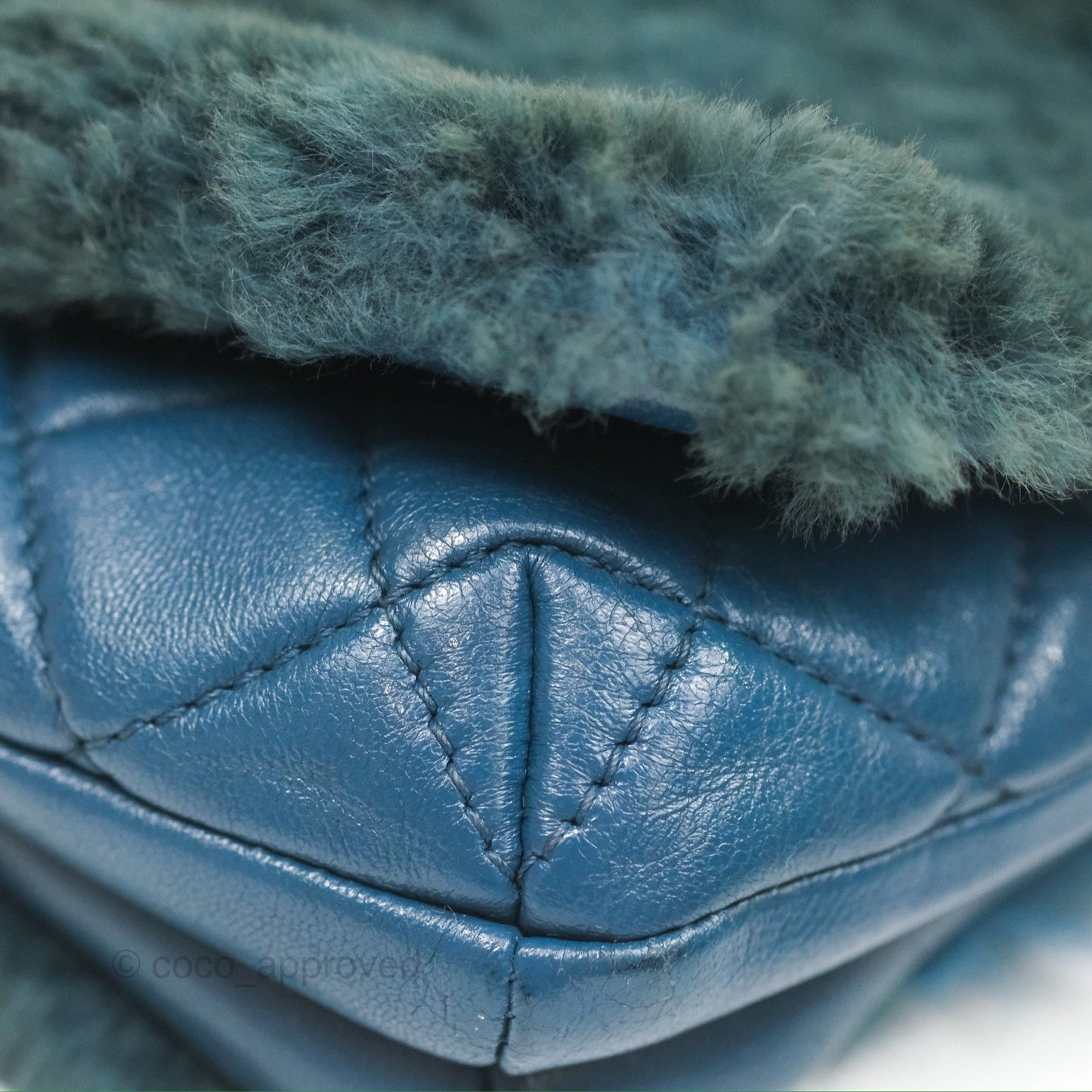 Chanel Top Handle Bag Green Blue Orylag Fur 17A