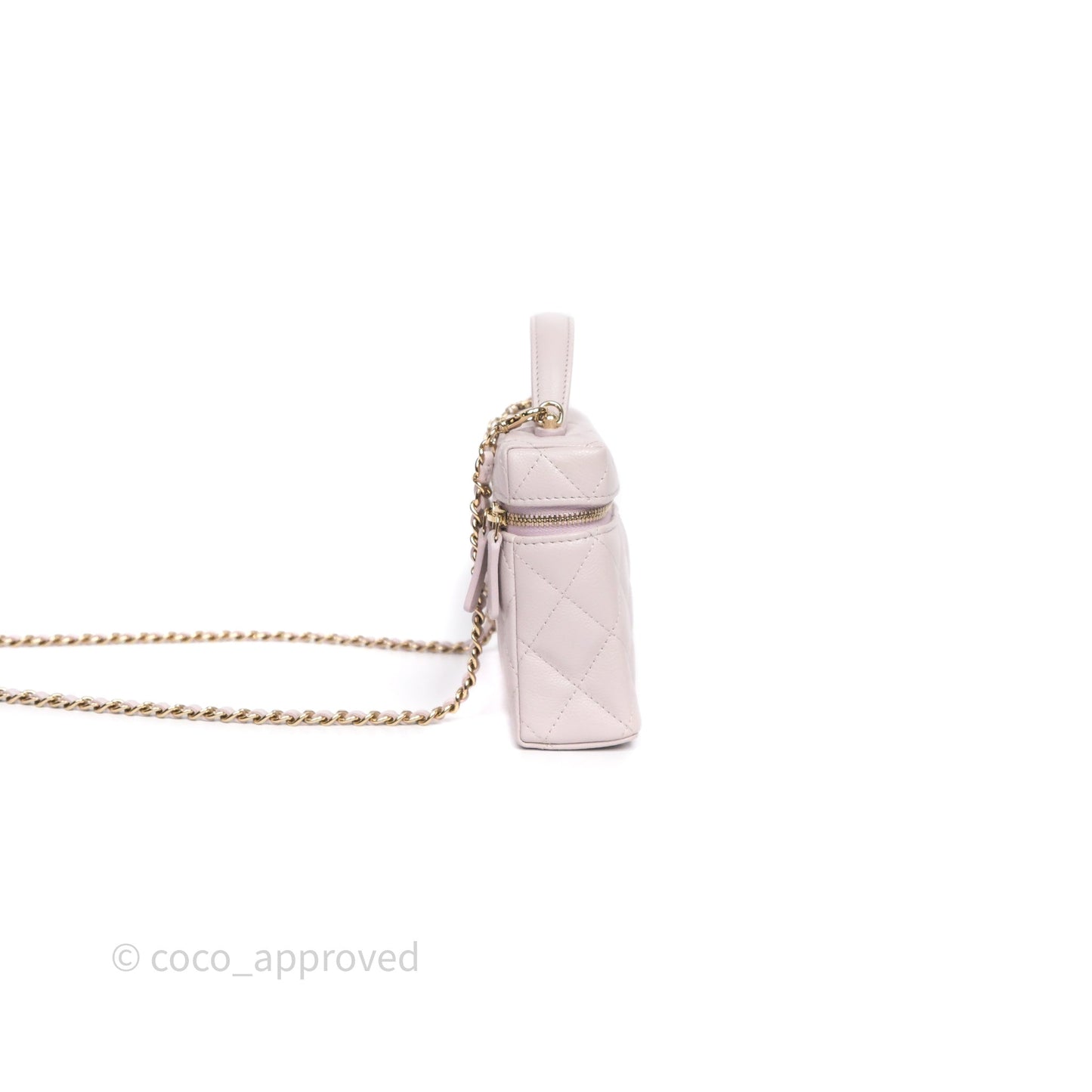 Chanel Top Handle Long Vanity with Chain Lilac Caviar Gold Hardware