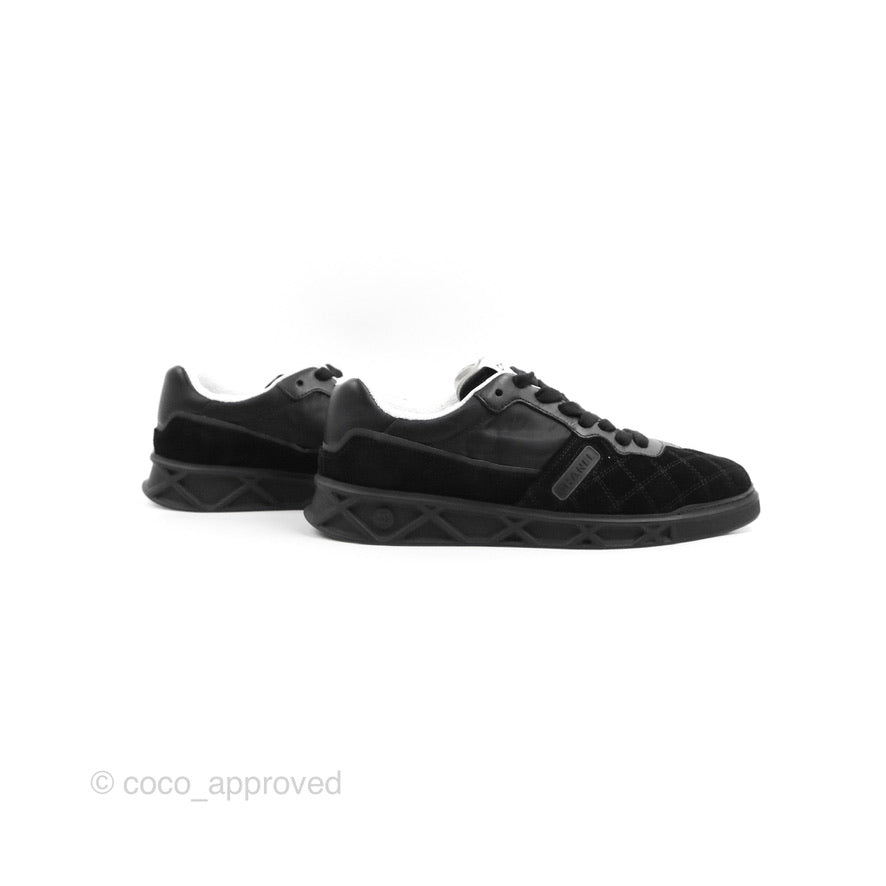 Chanel Suede Quilted Low Top Sneakers Black Size 37.5