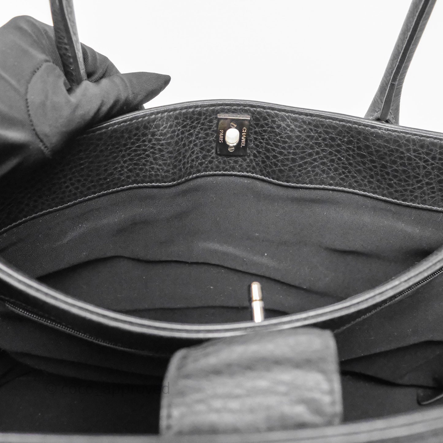 Chanel Executive Tote Bag Black Grained Calfskin Silver Hardware