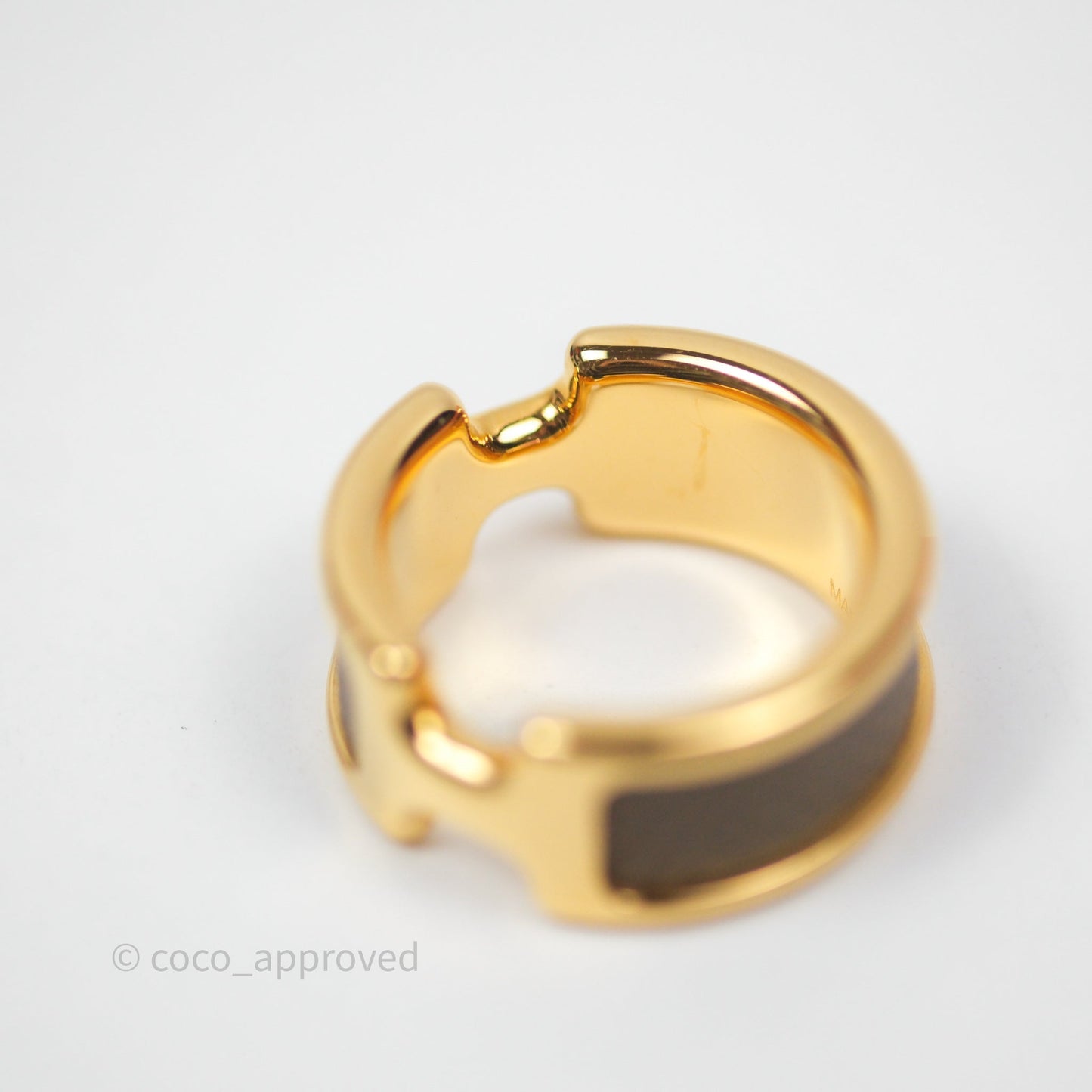 Hermès Olympe Ring Small Model Etoupe 18 Epsom Gold Hardware