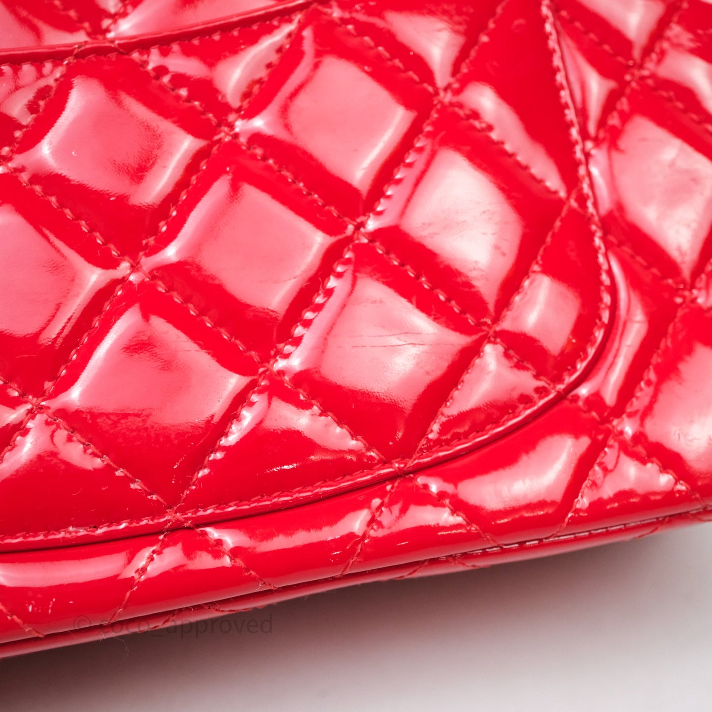 Chanel Mini Rectangular Quilted Red Patent Silver Hardware