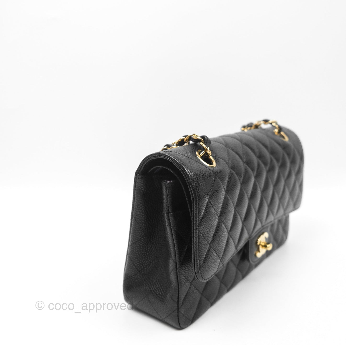 Chanel Classic M/L Medium Flap Quilted Black Caviar Gold Hardware