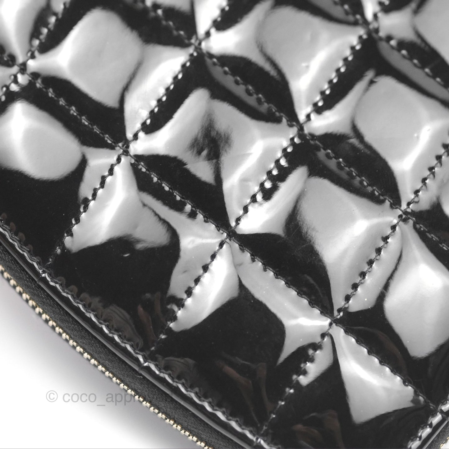 Chanel Heart Clutch with Chain with Coin Purse Black White Patent