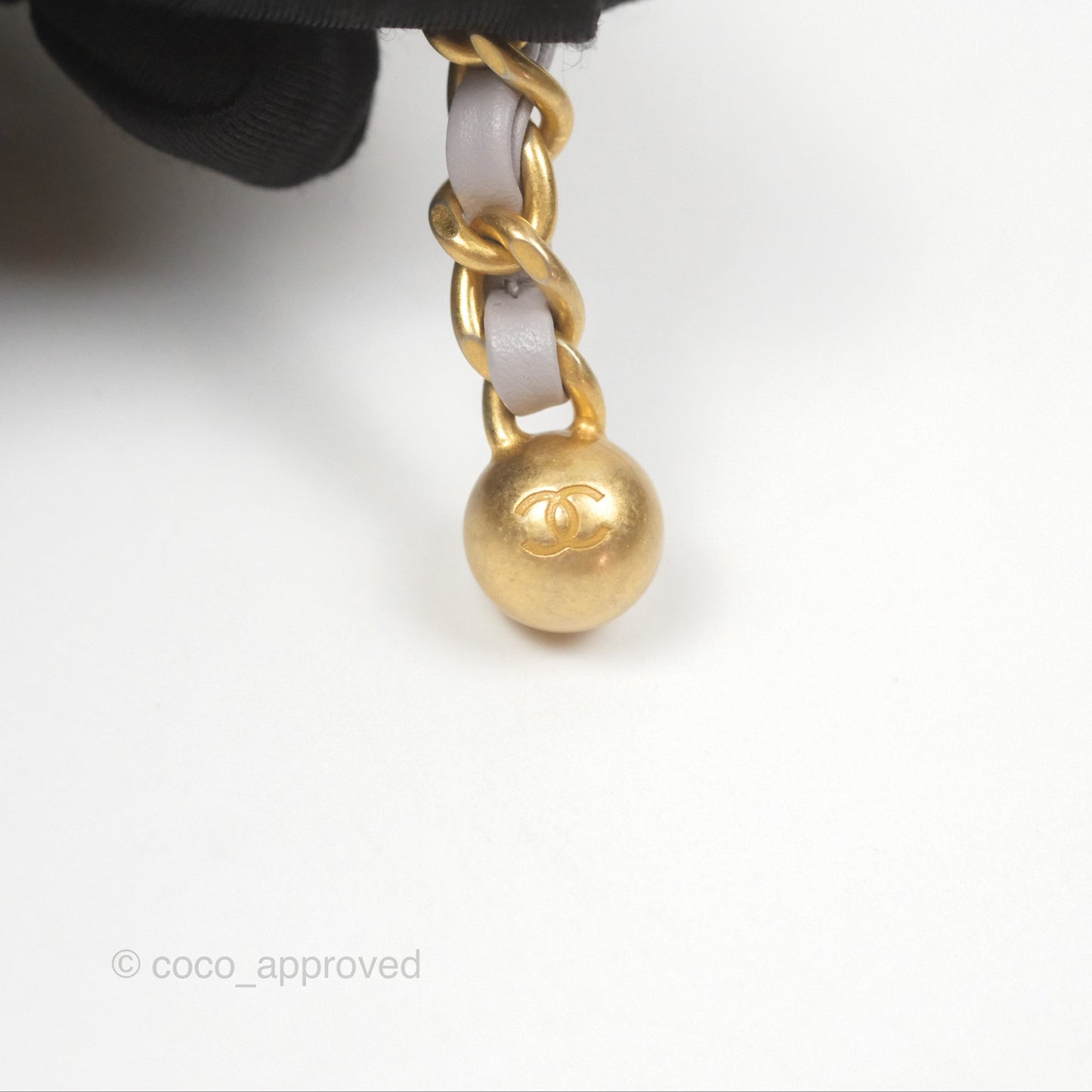 Chanel Pearl Crush Drawstring Bucket Bag Grey Lambskin Aged Gold Hardware