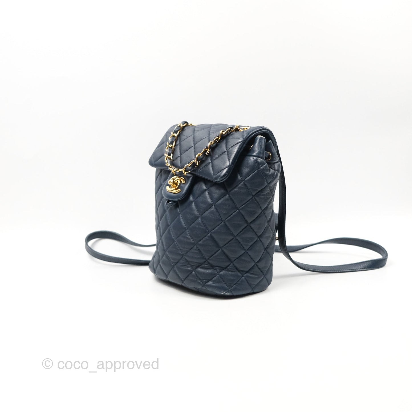 Chanel Mini Navy Calfskin Urban Spirit Backpack ⁣⁣⁣⁣⁣⁣⁣⁣⁣⁣⁣⁣⁣⁣Gold Hardware