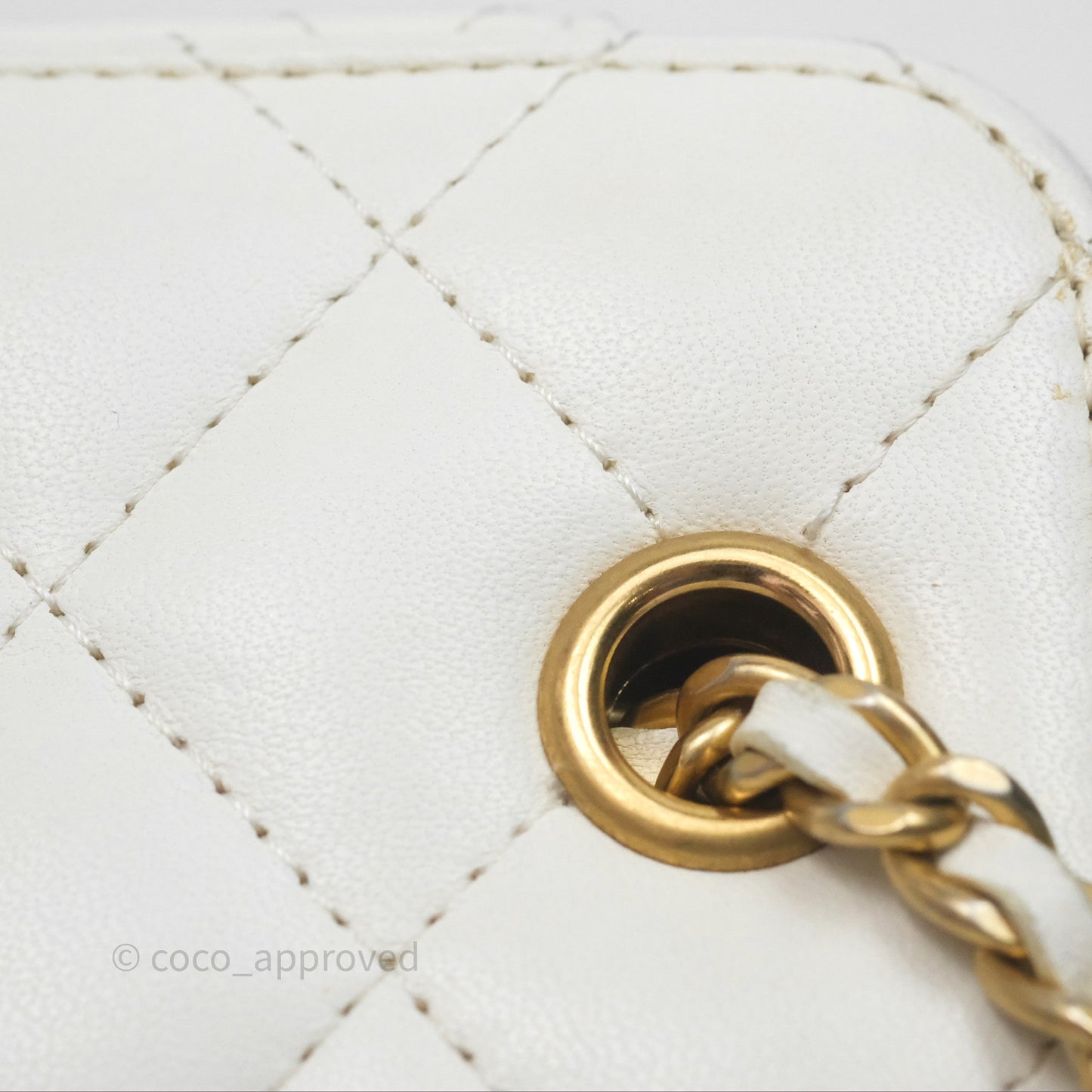 Chanel Mini Pearl Crush Vanity With Chain Ivory White Aged Gold Hardware