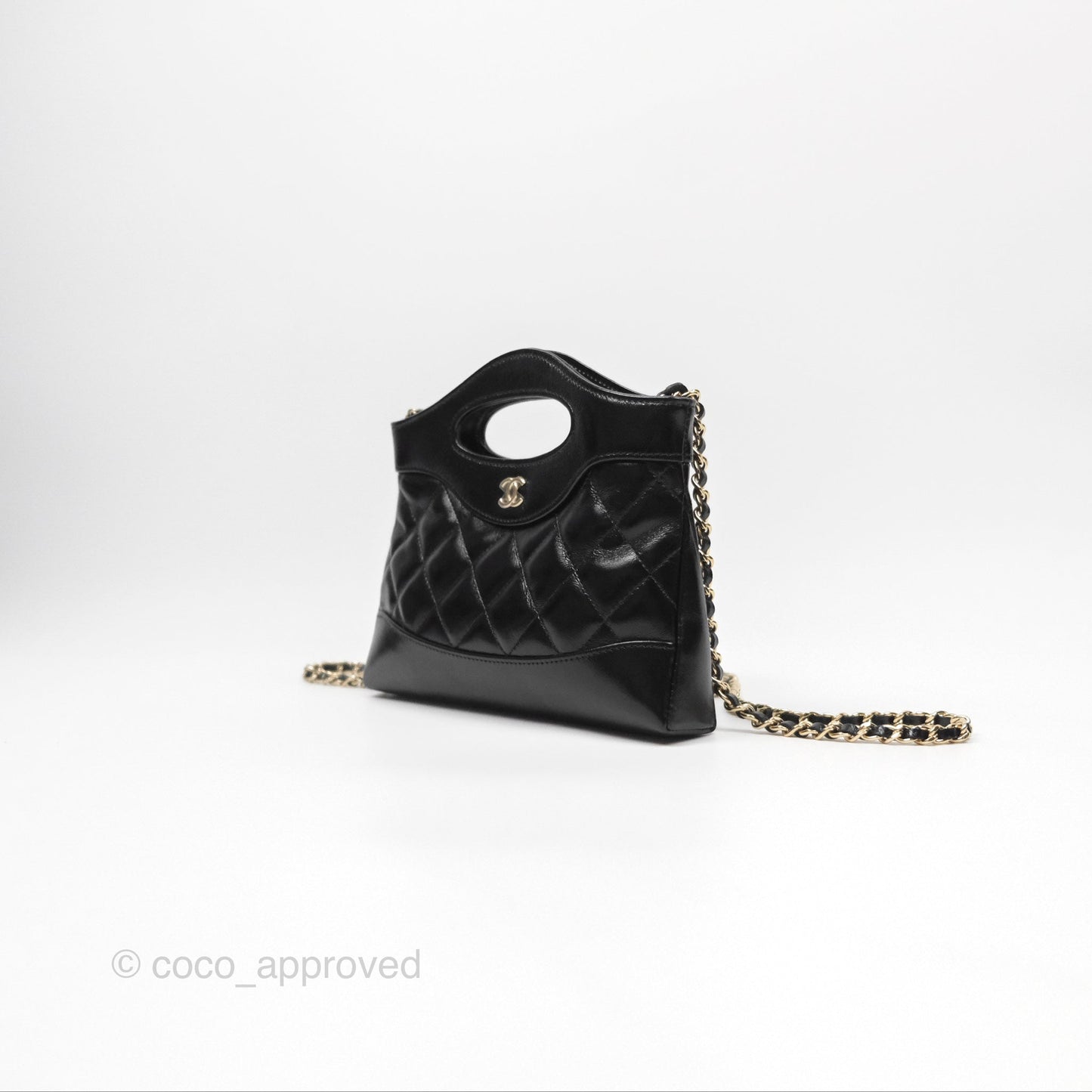 Chanel Nano 31 Black Shiny Lambskin Gold Hardware