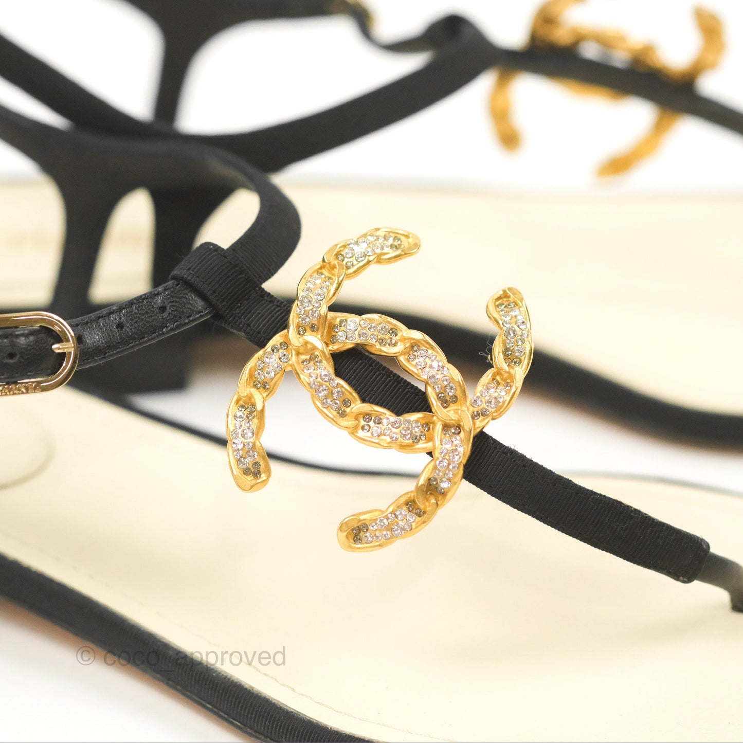 Chanel Jeweled CC Thong Sandals 37.5
