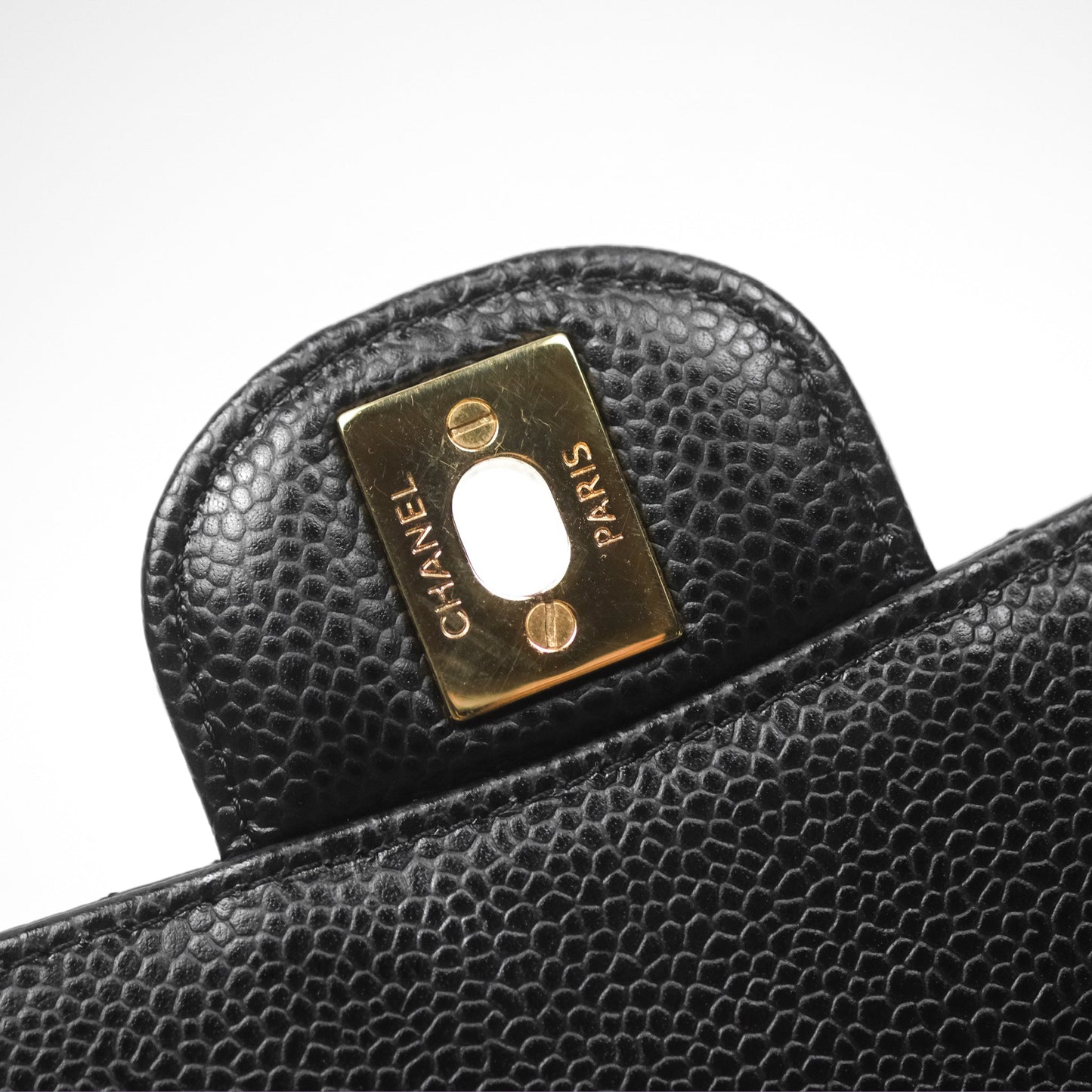 Chanel Classic M/L Medium Flap Quilted Black Caviar Gold Hardware