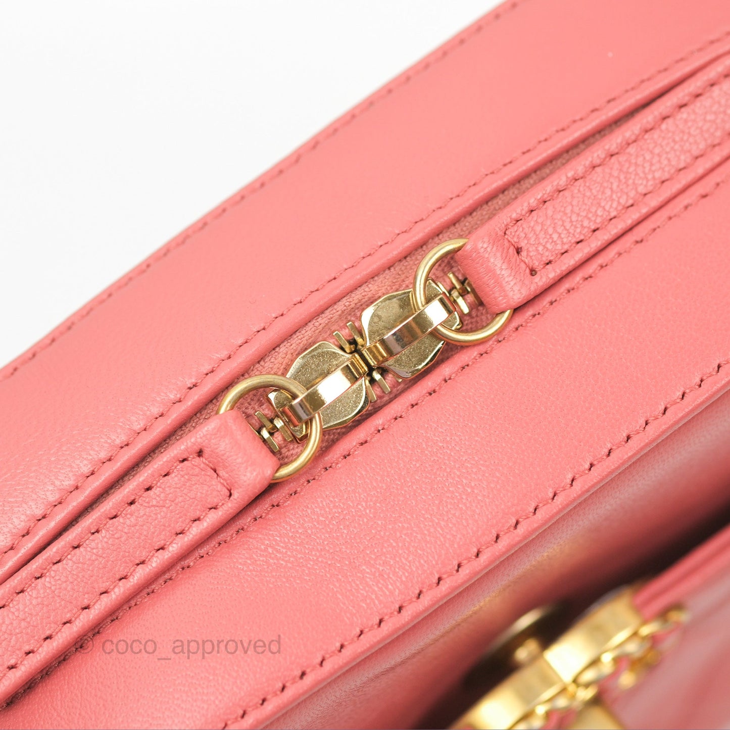 Chanel Chain Infinity Camera Case Pink Goatskin Aged Gold Hardware