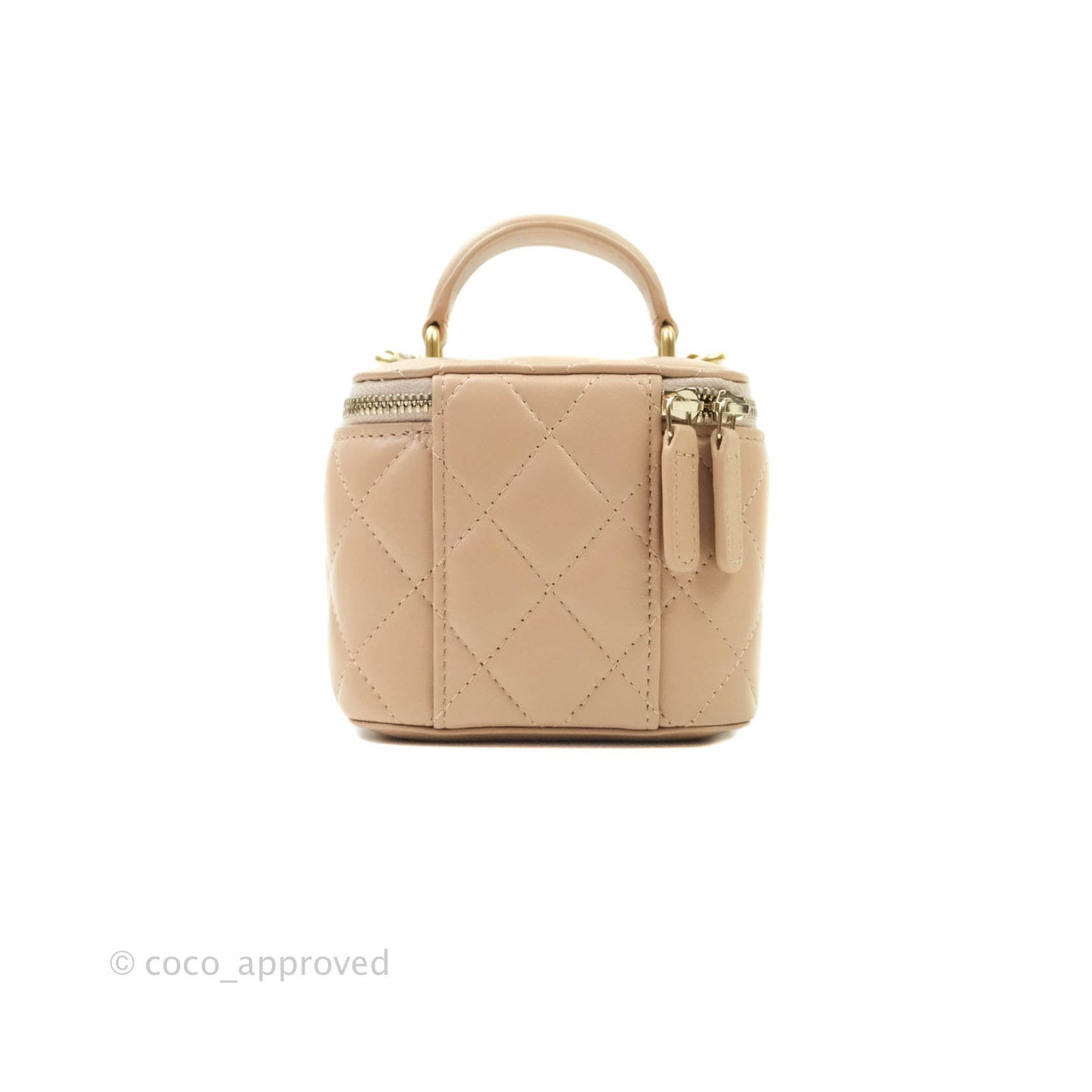 Chanel Small Quilted Vanity With Chain Beige Lambskin Aged Gold Hardware