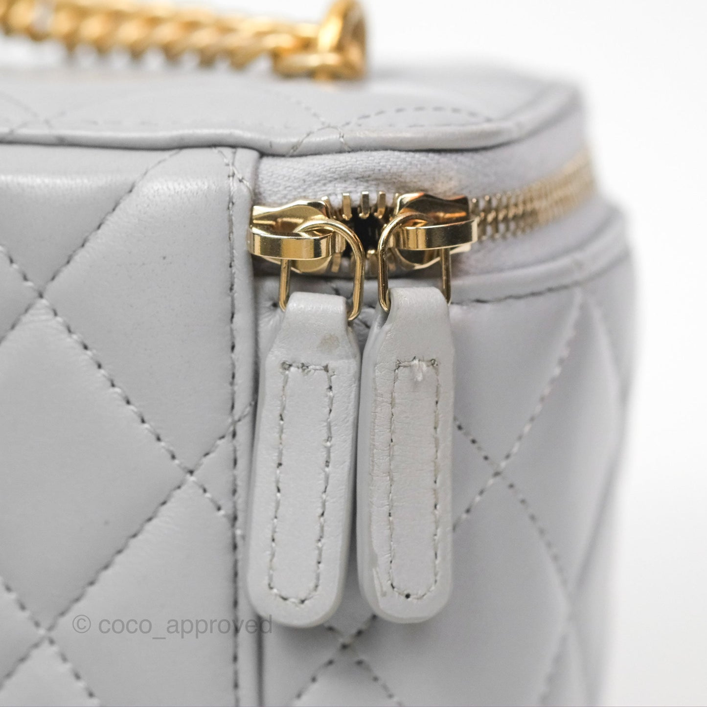 Chanel All Slide Vanity with Adjustable Chain Grey Lambskin Aged Gold Hardware