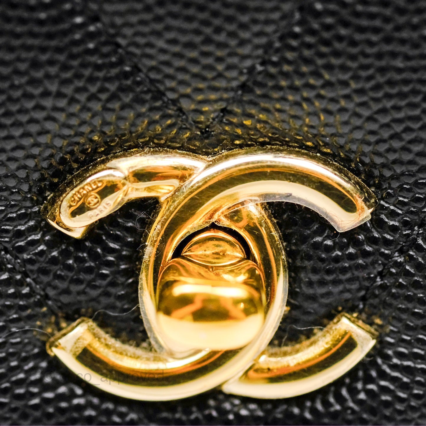 Chanel Small Coco Handle Chevron Black Caviar Gold Hardware