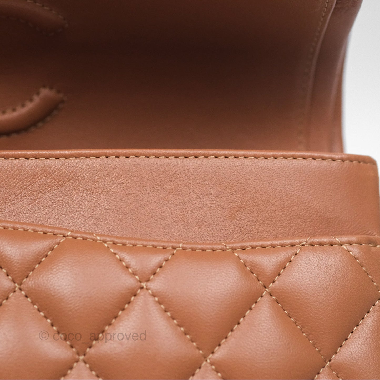 Chanel Small Classic Quilted Flap Dark Beige Caramel Lambskin Gold Hardware
