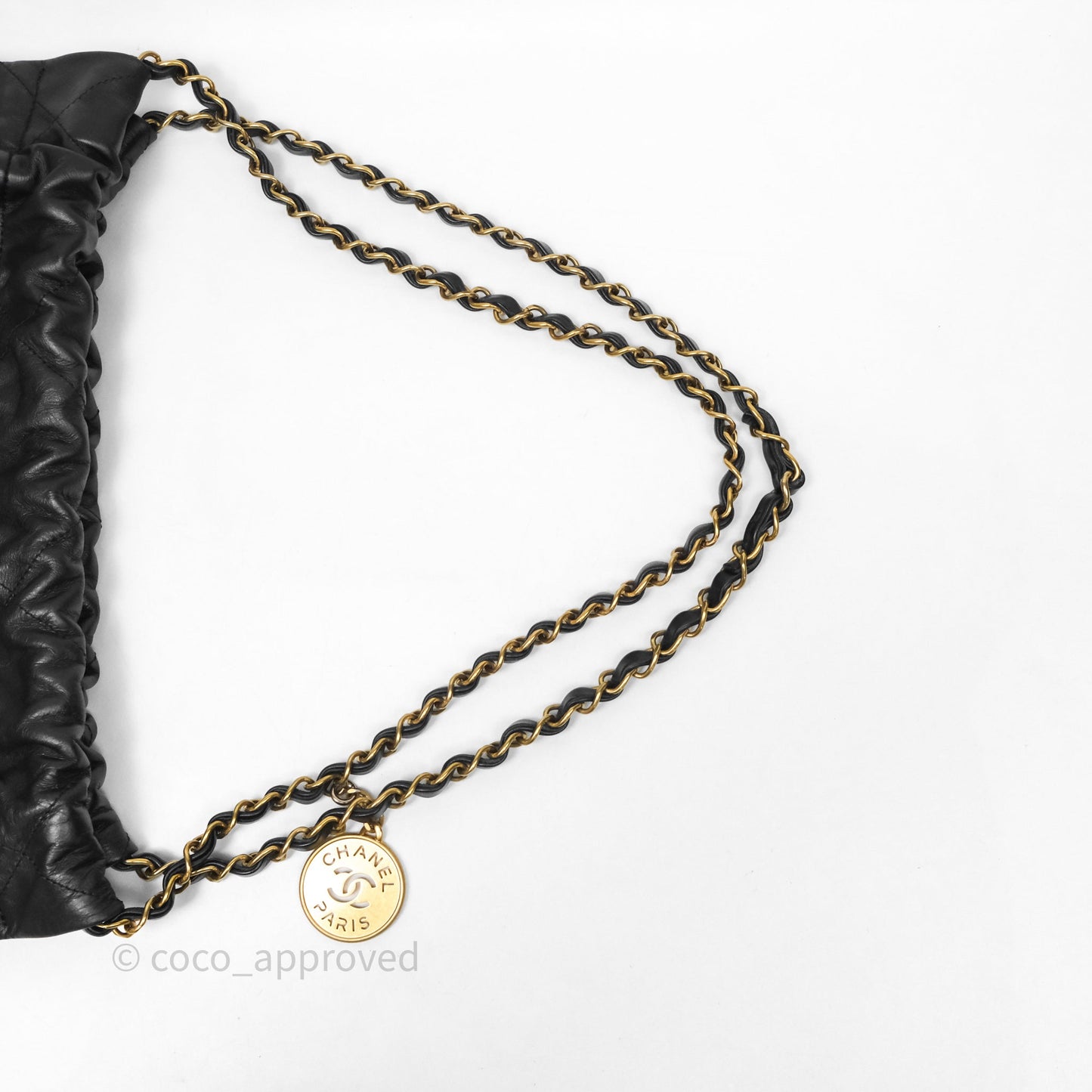 Chanel 22 Small Black Calfskin Aged Gold Hardware
