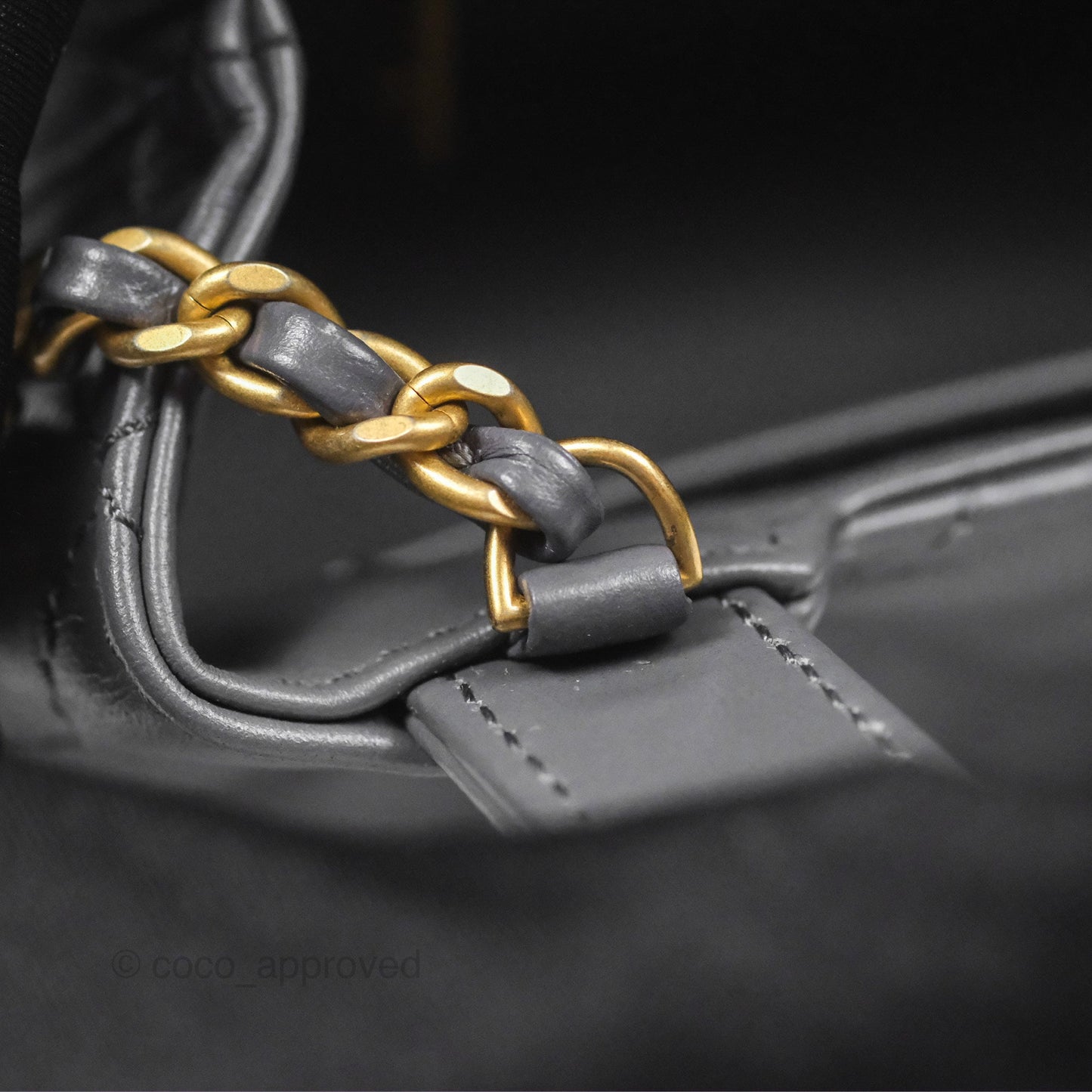 Chanel Kelly Bag Quilted Grey Shiny Calfskin Aged Gold Hardware