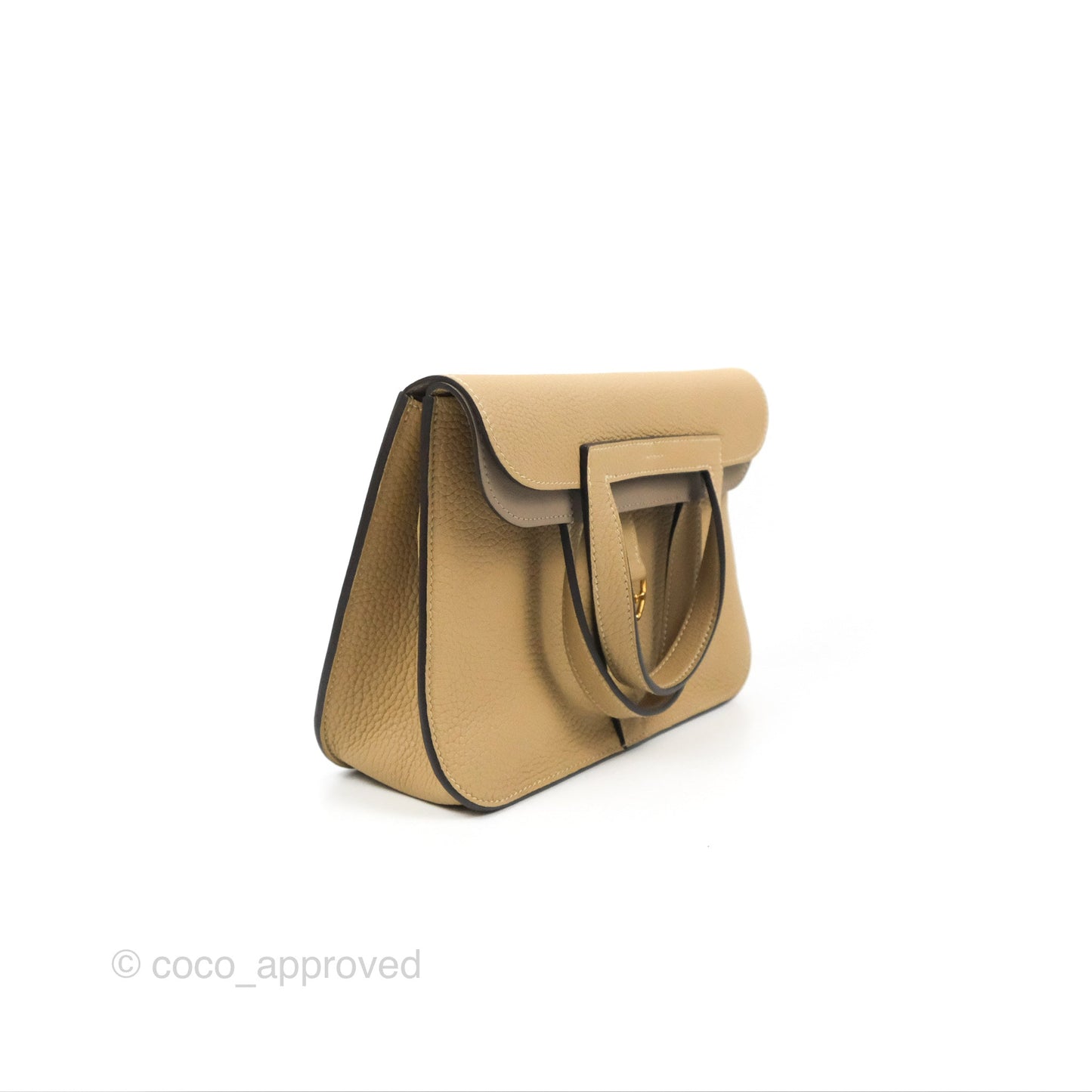 Hermès Halzan 25 Trench/Etoupe Clemence Gold Hardware